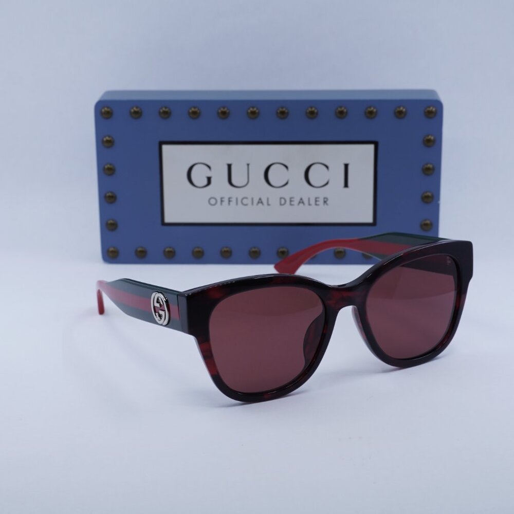 Gucci GG1866SK 003 Square Sunglasses – Shiny Burgundy Havana/Burgundy - Picture 4 of 9